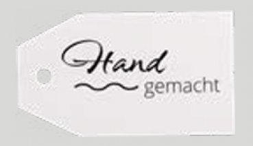 Anhängekarten 4x7cm "Hand gemacht" weiß